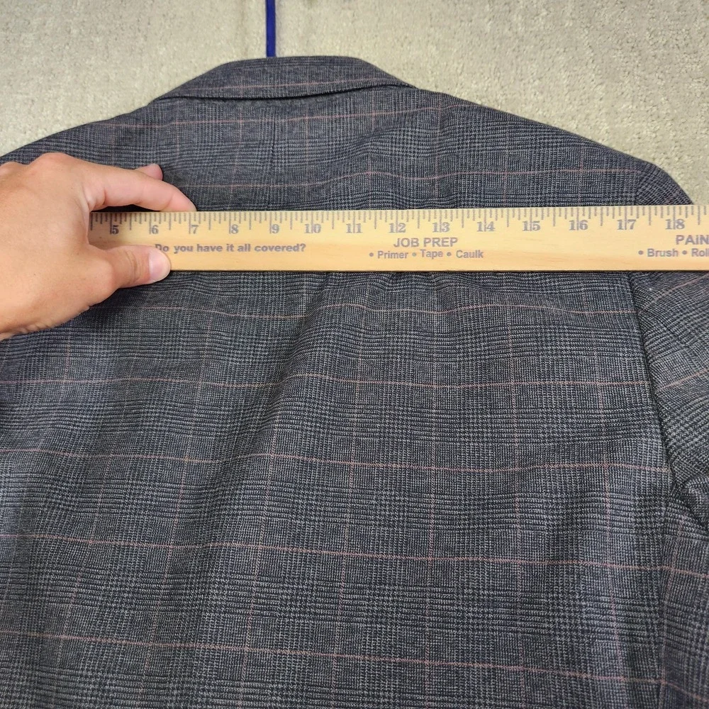 Banana Republic Blazer Men 40R Tailored Slim Fit Gray Brown Plaid Cotton Modern